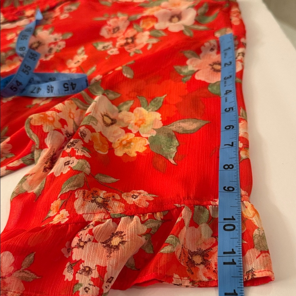 I.N. Studio floral blouse button down, ruffle sleeve solid tank top included 2X - Picture 10 of 14